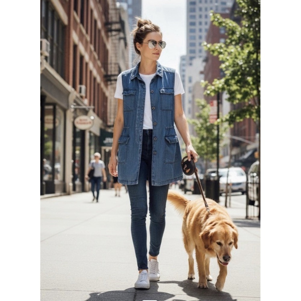 Buffalo David Bitton Utility Women's Medium Lyocell Chambray Drawstring Waist